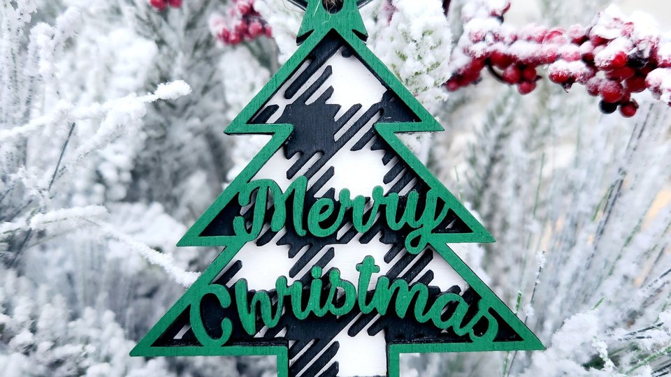 Buffalo Check Ornaments | Layered Christmas Ornaments | Checkered Ornament | Plaid Ornament | Buffalo Plaid | Green and White Christmas
