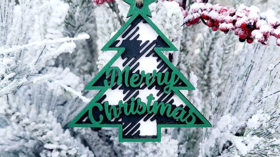 Buffalo Check Ornaments | Layered Christmas Ornaments | Checkered Ornament | Plaid Ornament | Buffalo Plaid | Green and White Christmas