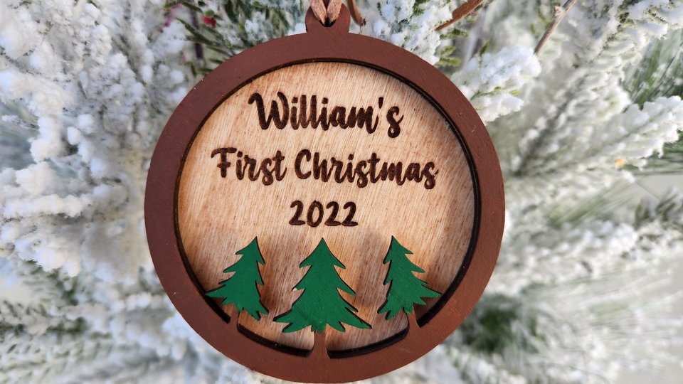 First Christmas Ornament, Cabin Ornament, Personalized Christmas Ornament, 3D Ornament, Rustic Ornament, Custom Christmas Ornament