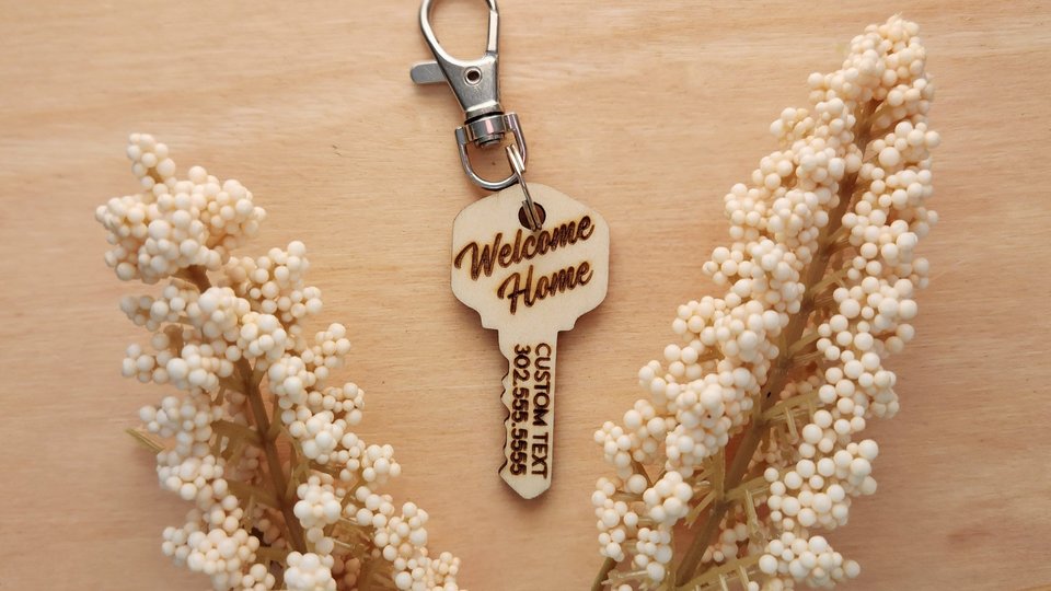 Realtor Key Chain, Key Shaped Key Chain, VRBO Key Chains, AIR BNB Key Chains, Short Term Rental Keychain, Bulk Key Chains
