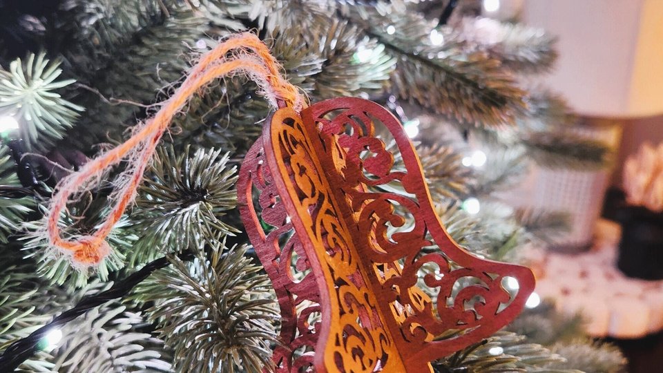 Christmas Bell Ornaments, Wood Bells Ornaments, Christmas Tree Bells, 3D Snowflake, Bulk Ornaments, Bell Tree Ornament, 3D Ornament