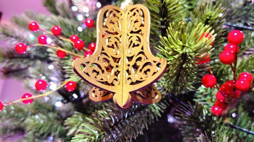 Christmas Bell Ornaments, Wood Bells Ornaments, Christmas Tree Bells, 3D Snowflake, Bulk Ornaments, Bell Tree Ornament, 3D Ornament