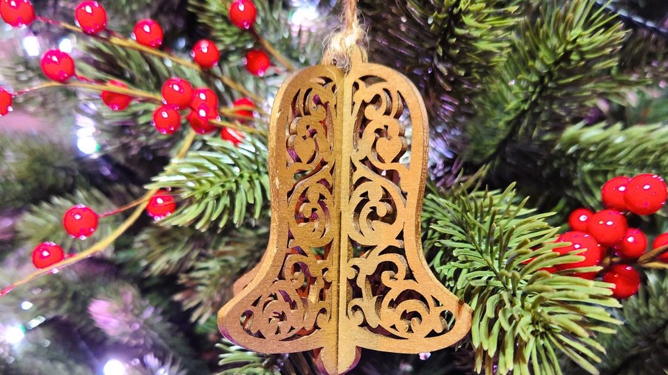 Christmas Bell Ornaments, Wood Bells Ornaments, Christmas Tree Bells, 3D Snowflake, Bulk Ornaments, Bell Tree Ornament, 3D Ornament
