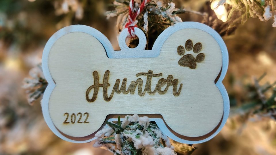 Custom Dog Ornament, Dog Bone Ornament, Dog Ornament, Custom Pet Ornament, Pet Ornament