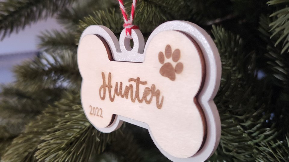 Custom Dog Ornament, Dog Bone Ornament, Dog Ornament, Custom Pet Ornament, Pet Ornament
