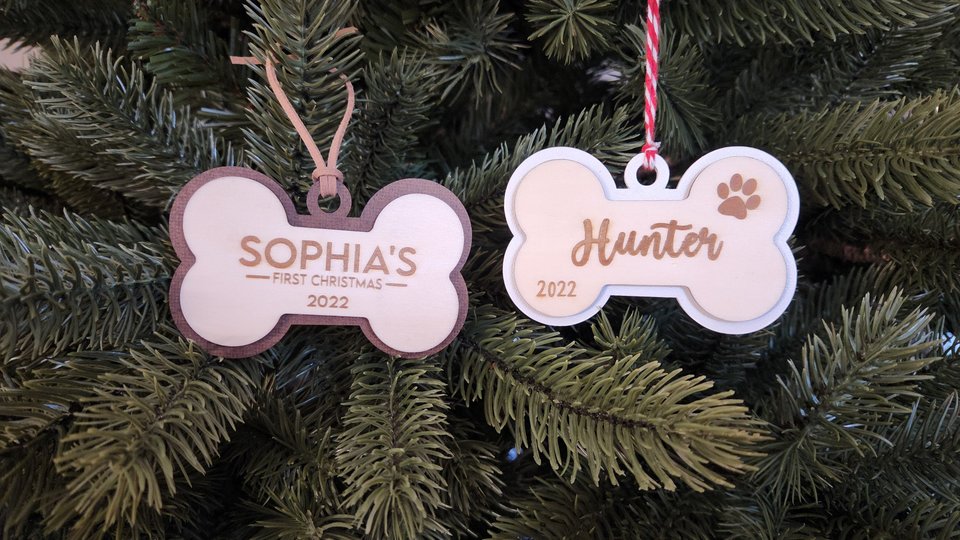 Custom Dog Ornament, Dog Bone Ornament, Dog Ornament, Custom Pet Ornament, Pet Ornament
