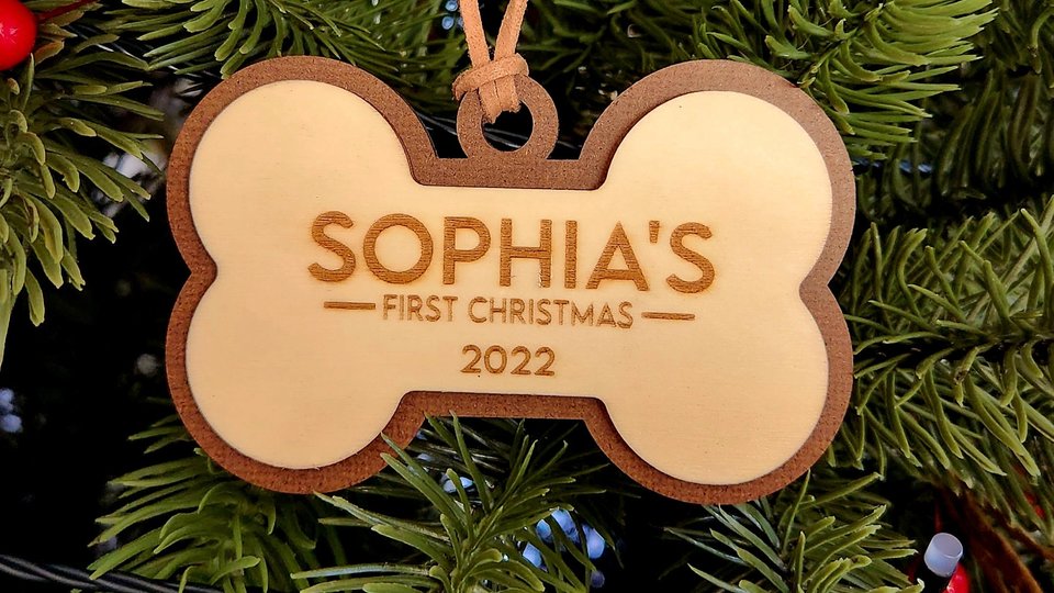 Custom Dog Ornament, Dog Bone Ornament, Dog Ornament, Custom Pet Ornament, Pet Ornament