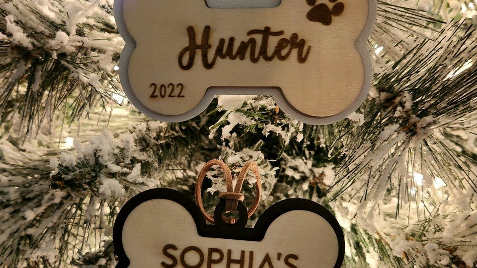 Custom Dog Ornament, Dog Bone Ornament, Dog Ornament, Custom Pet Ornament, Pet Ornament