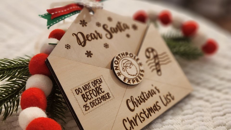 Custom Christmas List Ornament, Personalized Dear Santa Letter Ornament, Letter from Santa