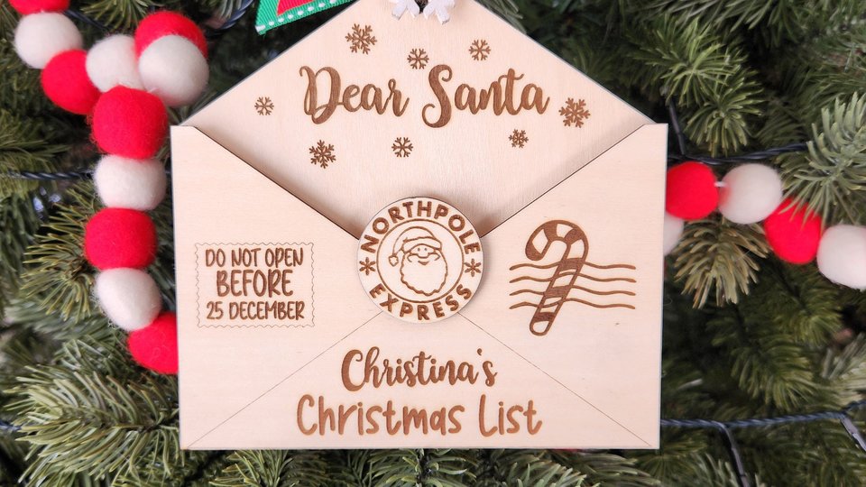 Custom Christmas List Ornament, Personalized Dear Santa Letter Ornament, Letter from Santa