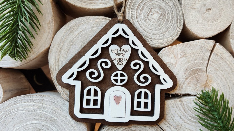 Personalized Gingerbread Ornament, Gingerbread House Ornament, First Home Ornament, New Home Ornament
