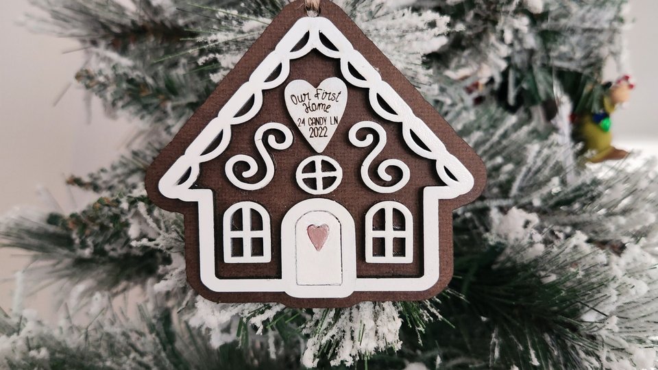 Personalized Gingerbread Ornament, Gingerbread House Ornament, First Home Ornament, New Home Ornament