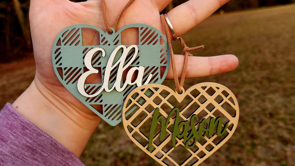 Valentines Day Tags, Valentine Basket Tags, Wooden Name Tags, Easter Basket Tag, Gift Tags, Easter Tags, Easter Basket, Buffalo Check, Heart