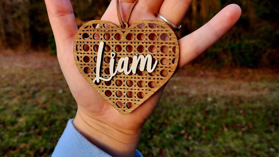 Valentine's Day Tags, Custom Valentines Day Basket Tags, Wooden Name Tags, Valentine Heart Tag, Rattan Cane Gift Tag, Gift Basket Tag, Vday