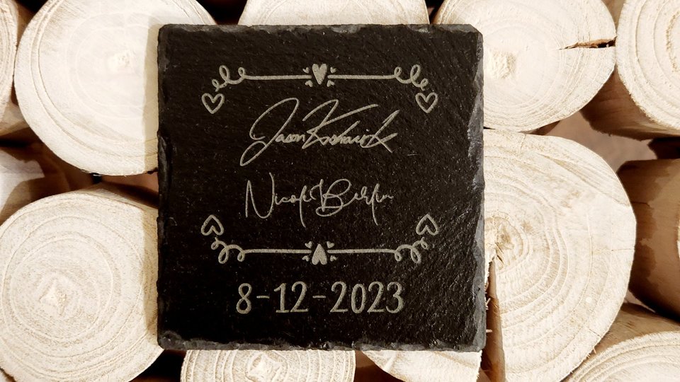 Custom Wedding Coasters With REAL SIGNATURES, Personalized Wedding Coasters, Custom Stone Coasters, Custom Slate Coasters