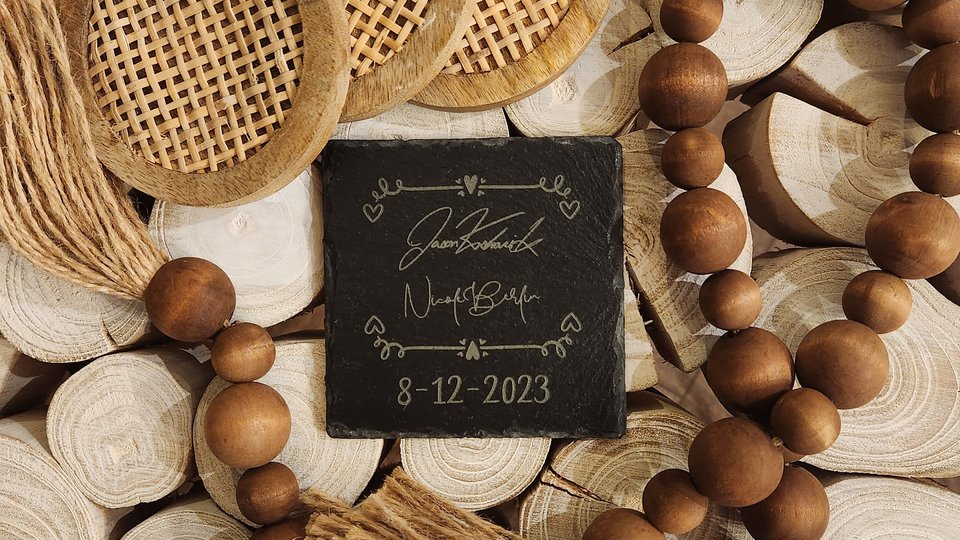 Custom Wedding Coasters With REAL SIGNATURES, Personalized Wedding Coasters, Custom Stone Coasters, Custom Slate Coasters