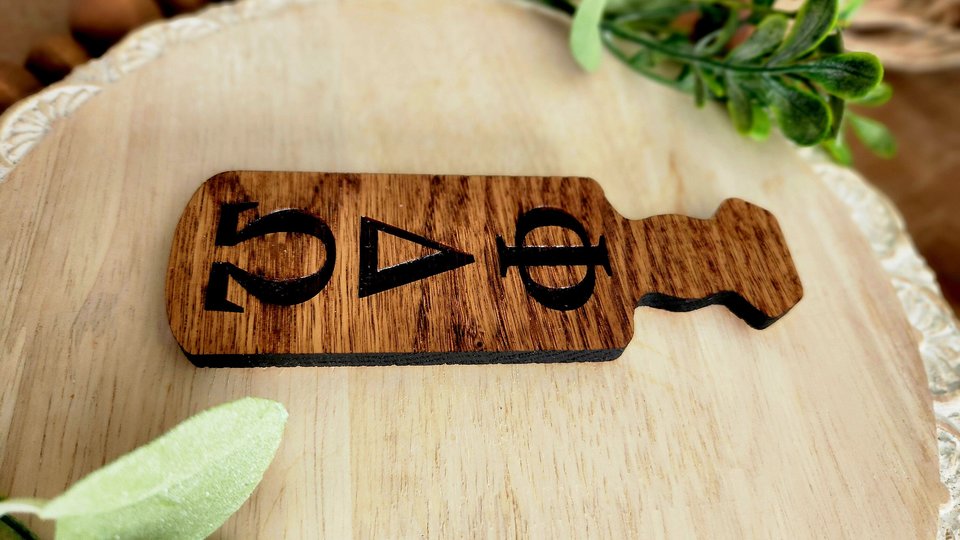 Custom Fraternity Paddle Magnet, Magnetic Fraternity Sign, Personalized, Made of OAK, 5.25 INCHES LONG