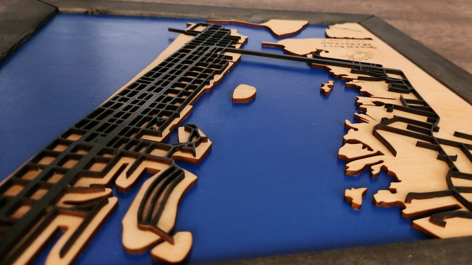 Custom Wood Map, 3D Map, City Map, River Map, Lake Map, House Map, Home Map, Wooden Map