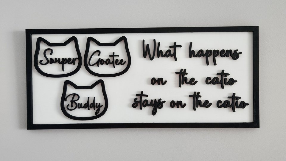 Custom Catio Sign - Large Cat Head Ornament Sign - Cat Memorial