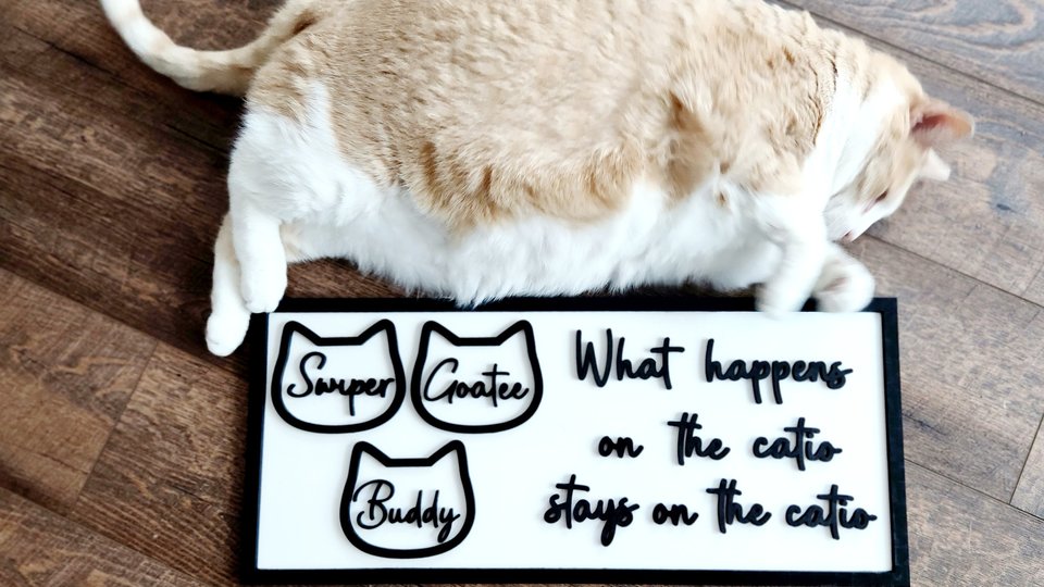 Custom Catio Sign - Large Cat Head Ornament Sign - Cat Memorial