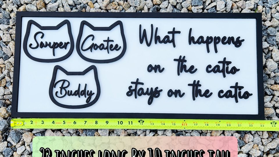 Custom Catio Sign - Large Cat Head Ornament Sign - Cat Memorial
