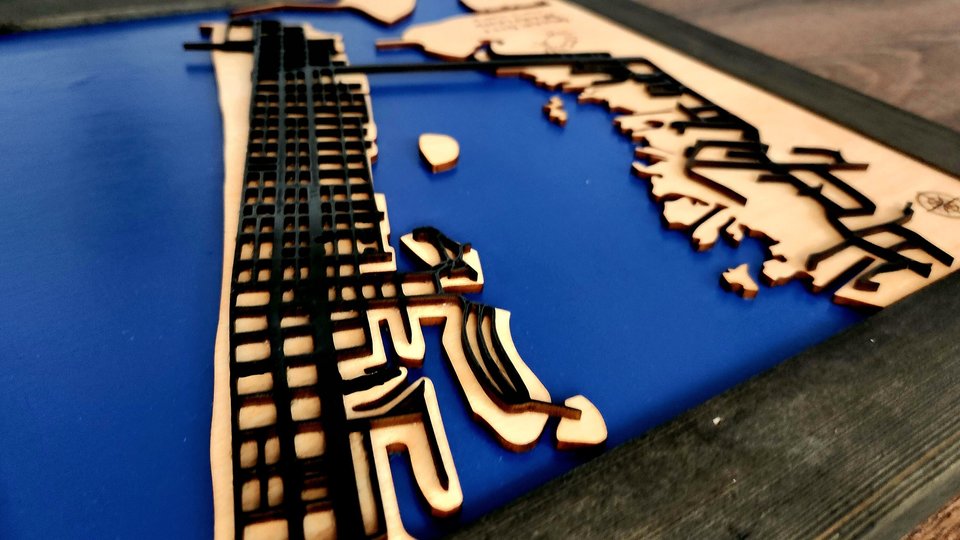 Custom Wood Map, 3D Map, City Map, River Map, Lake Map, House Map, Home Map, Wooden Map