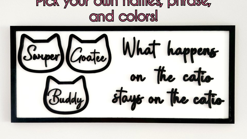 Custom Catio Sign - Large Cat Head Ornament Sign - Cat Memorial