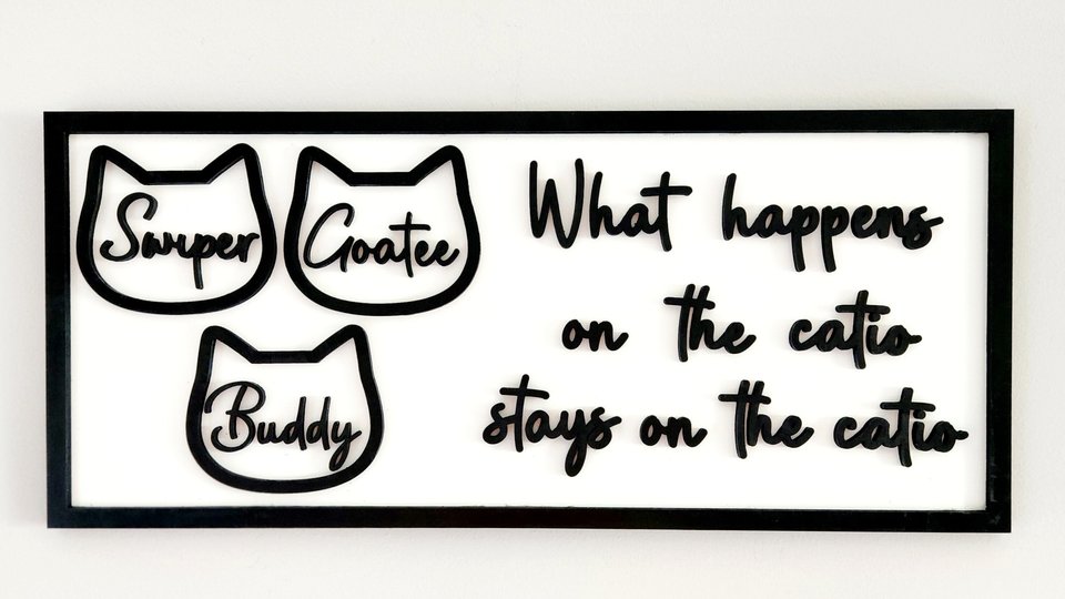 Custom Catio Sign - Large Cat Head Ornament Sign - Cat Memorial