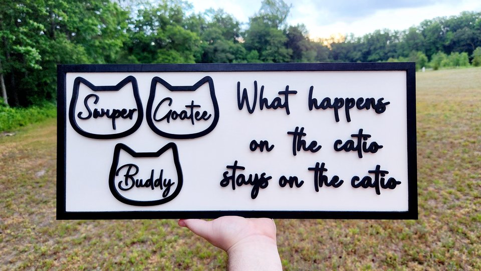 Custom Catio Sign - Large Cat Head Ornament Sign - Cat Memorial