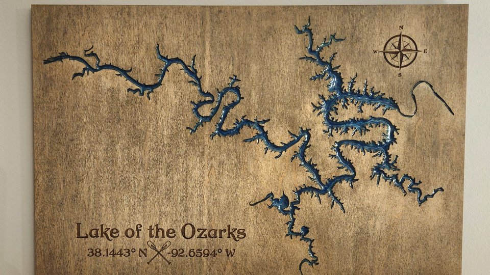 Custom Lake Map, River Map, Bay Map, Lake House Decor, 3D Map Art