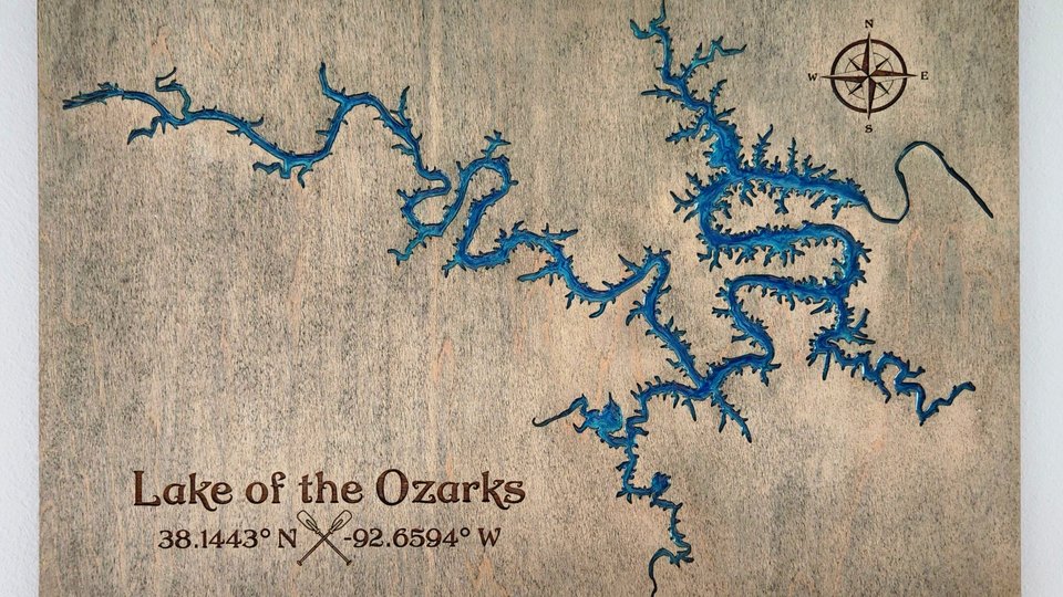 Custom Lake Map, River Map, Bay Map, Lake House Decor, 3D Map Art