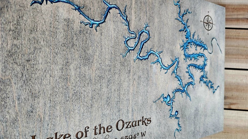 Custom Lake Map, River Map, Bay Map, Lake House Decor, 3D Map Art
