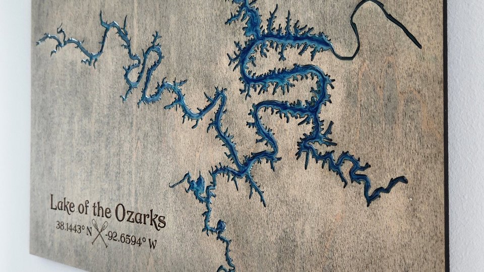 Custom Lake Map, River Map, Bay Map, Lake House Decor, 3D Map Art