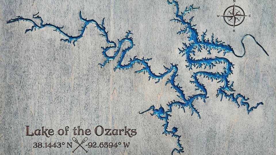 Custom Lake Map, River Map, Bay Map, Lake House Decor, 3D Map Art