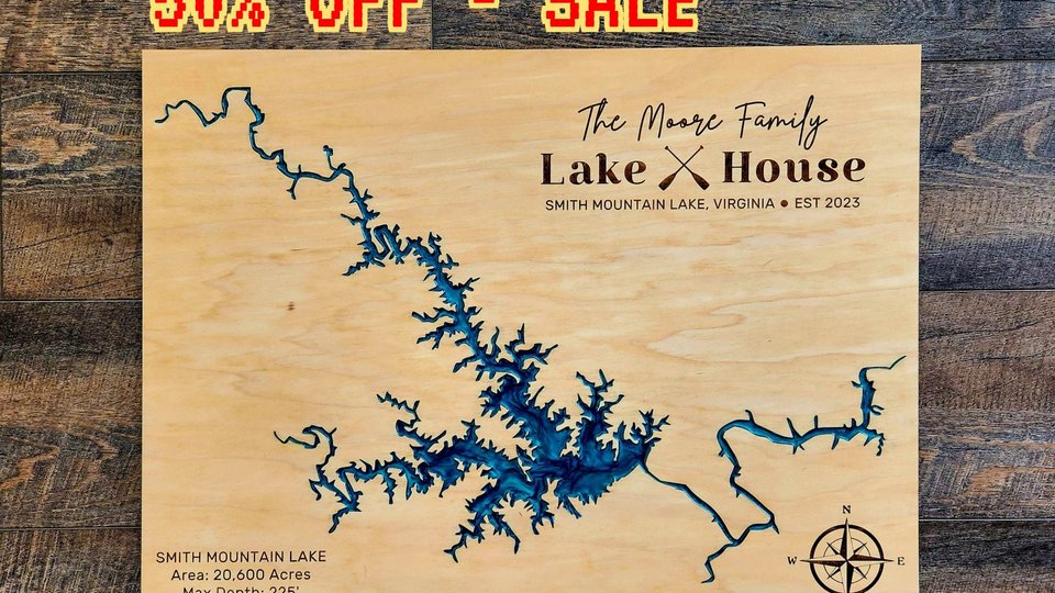 Custom Lake Map, River Map, Bay Map, Lake House Decor, 3D Map Art