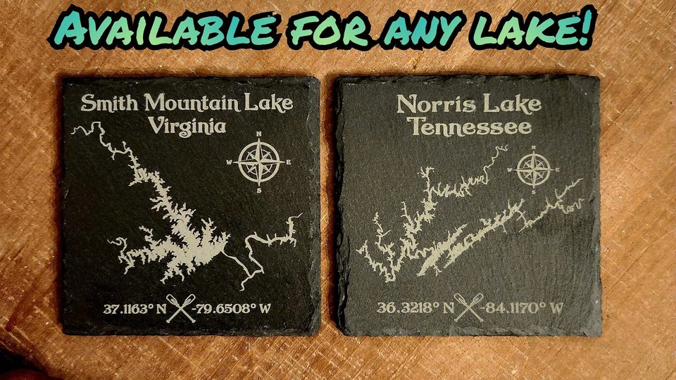 Custom Any Lake Drink Coasters, Lake Beverage Coasters, Lake House Decor, Fishing Gift, Boating Gift