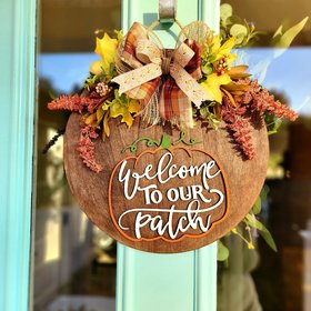 Pumpkin Door Hanger, Fall Door Sign, Welcome To Our Patch Sign, Thanksgiving Door Hanger, Autumn Welcome Sign, Halloween Door Sign, 3D sign