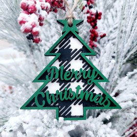 Buffalo Check Ornaments | Layered Christmas Ornaments | Checkered Ornament | Plaid Ornament | Buffalo Plaid | Green and White Christmas