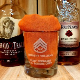 Custom Military Bourbon Glass || Army Whiskey Glass || Air Force Whiskey Glass || Navy Whiskey Glass || Marine Whiskey Glass || Rocks Glass