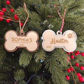 Custom Dog Ornament, Dog Bone Ornament, Dog Ornament, Custom Pet Ornament, Pet Ornament