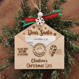 Custom Christmas List Ornament, Personalized Dear Santa Letter Ornament, Letter from Santa