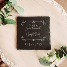 Custom Wedding Coasters With REAL SIGNATURES, Personalized Wedding Coasters, Custom Stone Coasters, Custom Slate Coasters