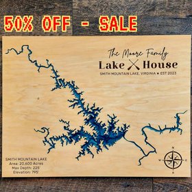 Custom Lake Map, River Map, Bay Map, Lake House Decor, 3D Map Art
